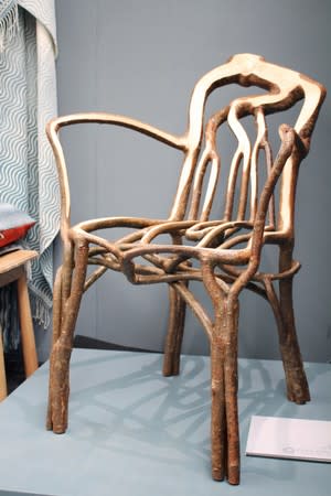 Finished Full Grown chair is pictured on display at the London Design Fair in London