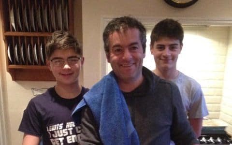 Family man: Bernie Ross (centre) with sons Felix (left) and Theo - Credit: John Lawrence