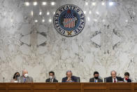 The Senate Foreign Relations Committee, chaired by Sen. Bob Menendez, D-N.J., center, meets on Capitol Hill in Washington, Wednesday, Aug. 4, 2021. (AP Photo/Amanda Andrade-Rhoades)