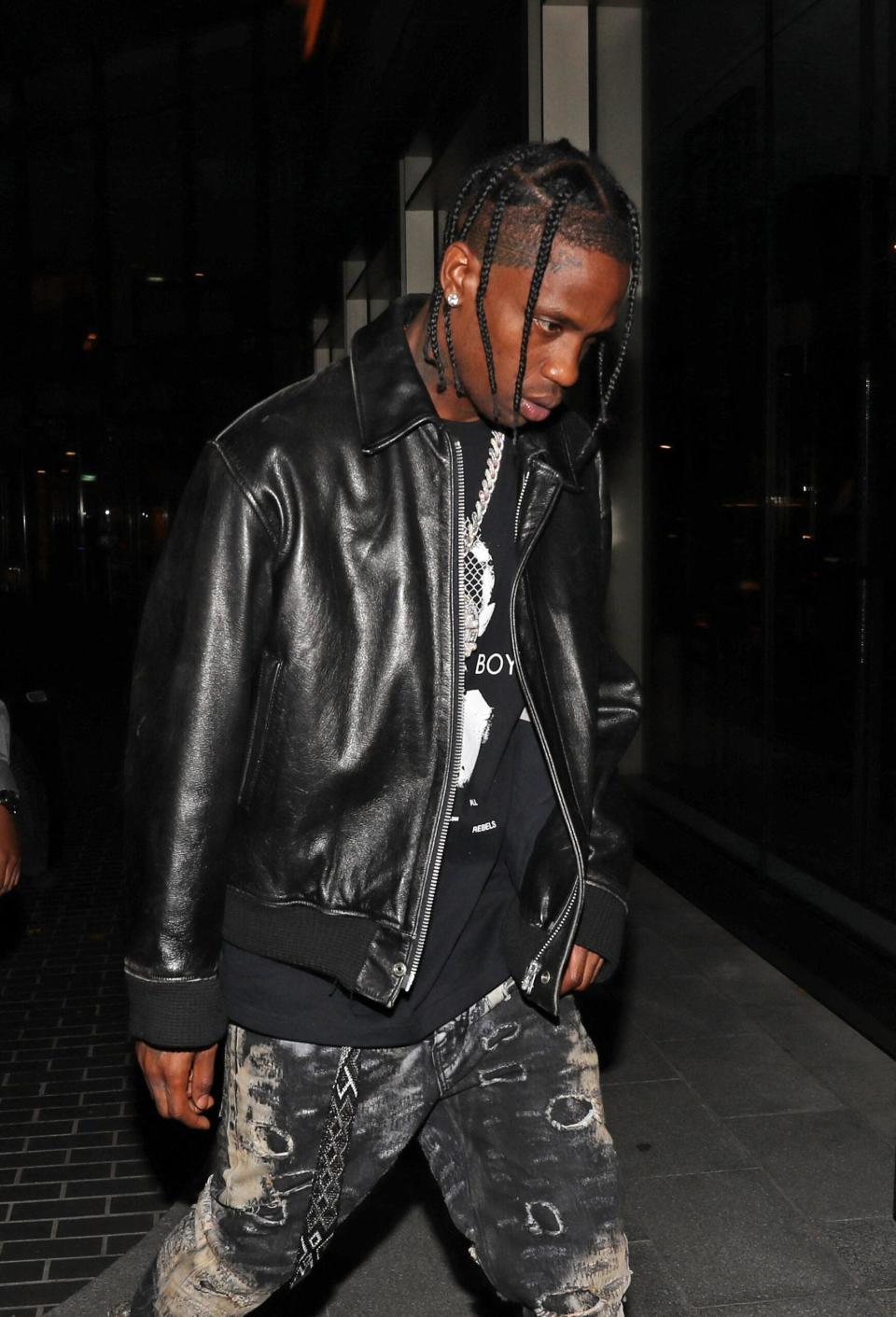 Travis Scott arrives at Nobu London