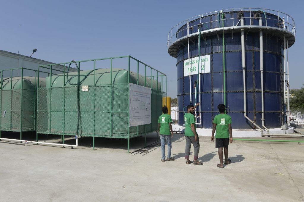 A biogas plant installed at a vegetable market yard in Hyderabad