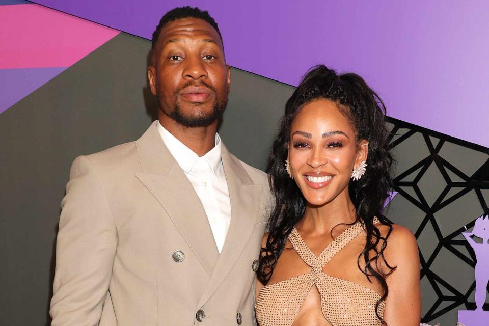 <p>Arnold Turner/Getty</p> Jonathan Majors and Meagan Good attend the 4th Annual Hollywood Unlocked Impact Awards on June 21, 2024