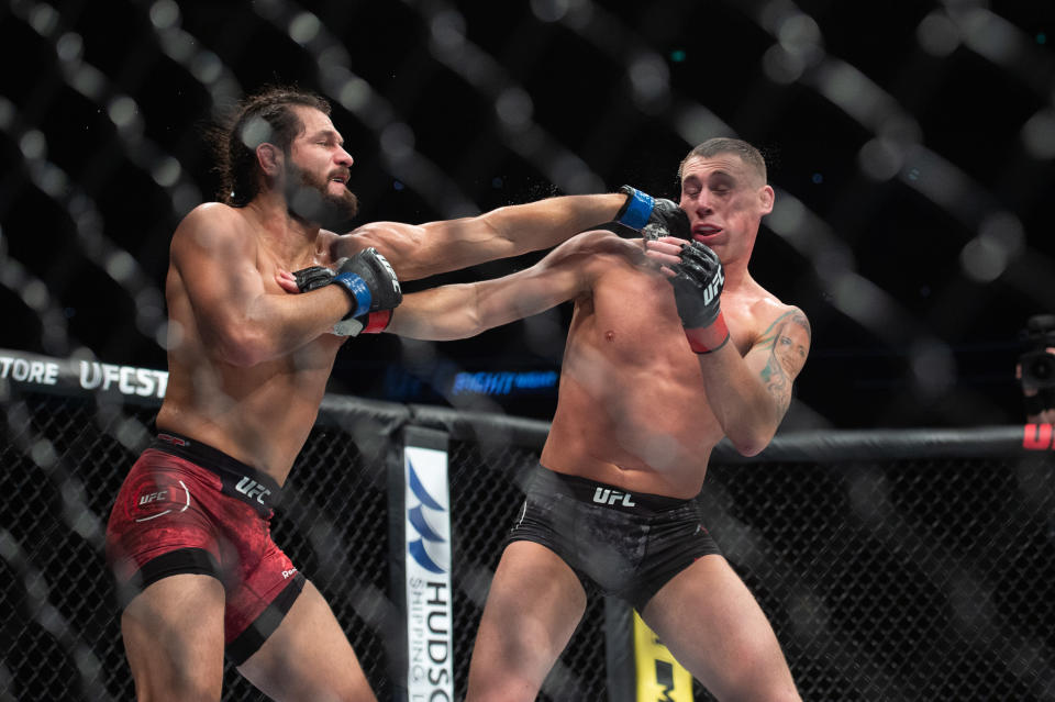 Jorge Masvidal knocks out home favourite Darren Till in the second round at UFC Fight Night 147 at the London O2 Arena, Greenwich on Saturday 16th March 2019.  (Photo by Pat Scaasi/MI News/NurPhoto via Getty Images)