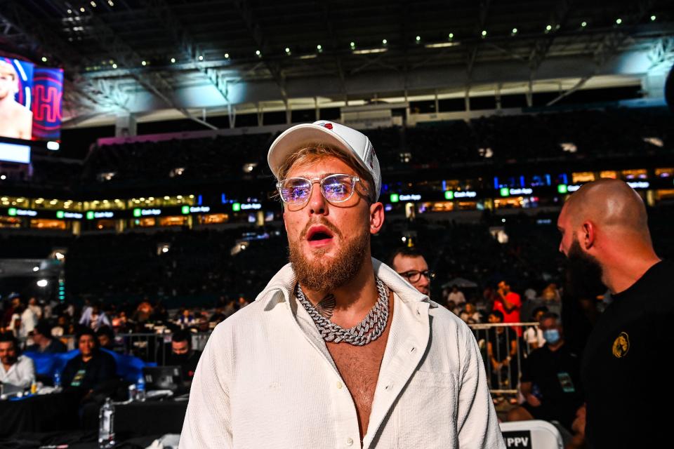 <p>Jake Paul was ringside as his brother fought Floyd Mayweather</p> (AFP via Getty Images)