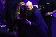 NBA Commissioner Adam Silver hugs Vanessa Bryant at the "Celebration of Life for Kobe & Gianna Bryant" at Staples Center on February 24, 2020 in Los Angeles, California. (Photo by Kevork Djansezian/Getty Images)