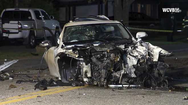 Police in Framingham say two people were seriously injured Wednesday night after a car struck a utility pole on Edgell Road.