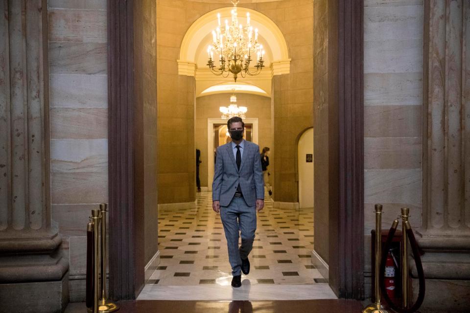 Rep. Matt Gaetz, R-Fla., walks into the U.S. Capitol Rotunda on Capitol Hill in Washington on April 23, 2020. 