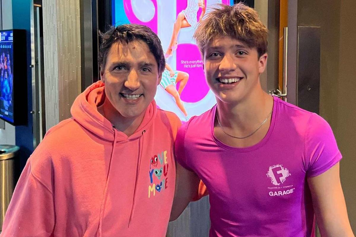 Justin Trudeau and Son Xavier Twin in Pink to Watch 'Barbie' Movie Together