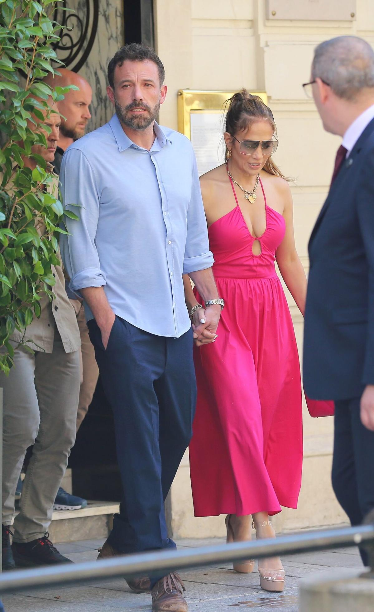 Jennifer Lopez Traded in Her Ultrashort Leather Shorts for a Dangerously  Plunging Pink Dress