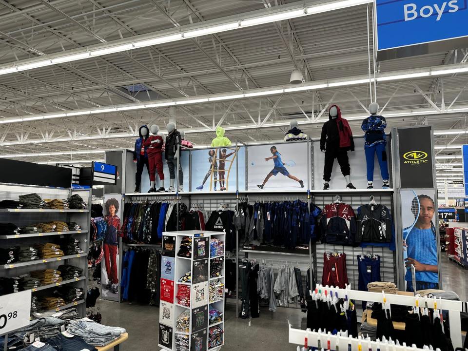 A look at some of the new apparel sections at the Chapman Highway Walmart on November 3, 2023.