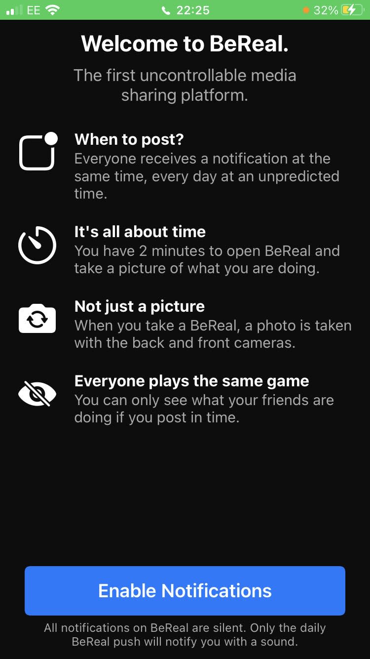 A screenshot of the rules for Be Real.