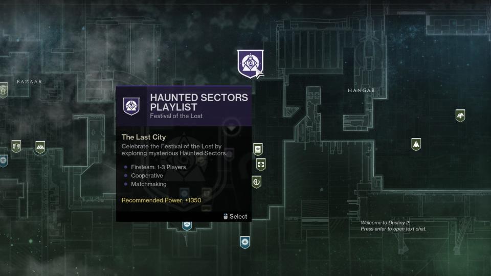 Destiny 2 Spectral Pages - Haunted Sector activity marker