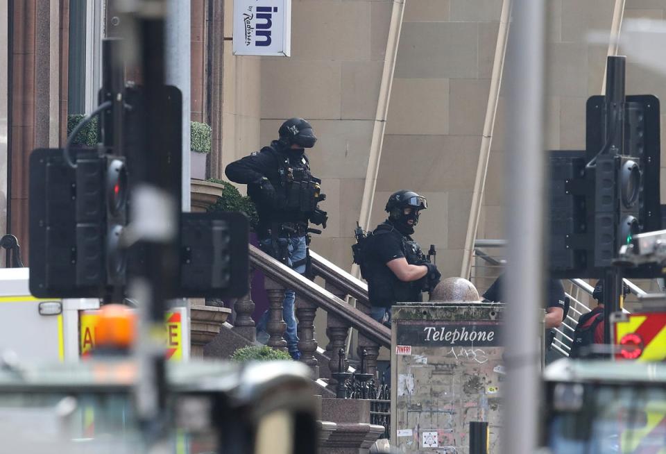 Armed police officers leave the Park Inn hotel in West George Street, Glasgow in June 2020 (Andrew Milligan/PA) (PA Archive)