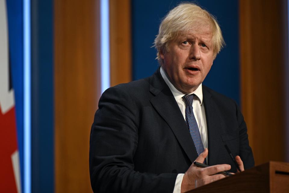 Prime Minister Boris Johnson during a media briefing in Downing Street, London (Daniel Leal-Olivas) (PA Wire)