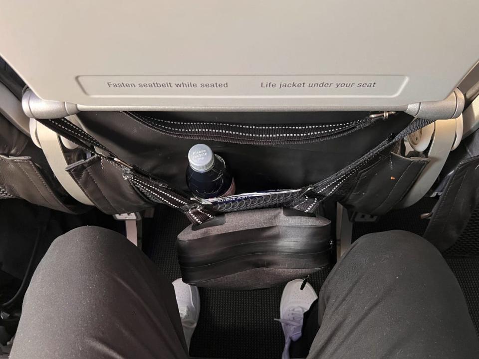 The legroom from the seat.