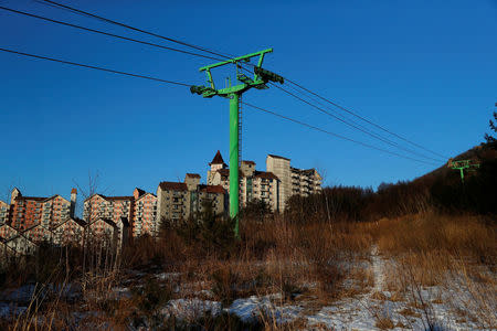Empty buildings are seen at the abandoned Alps Ski Resort located near the demilitarized zone separating the two Koreas in Goseong, South Korea, February 6, 2018. REUTERS/Jorge Silva