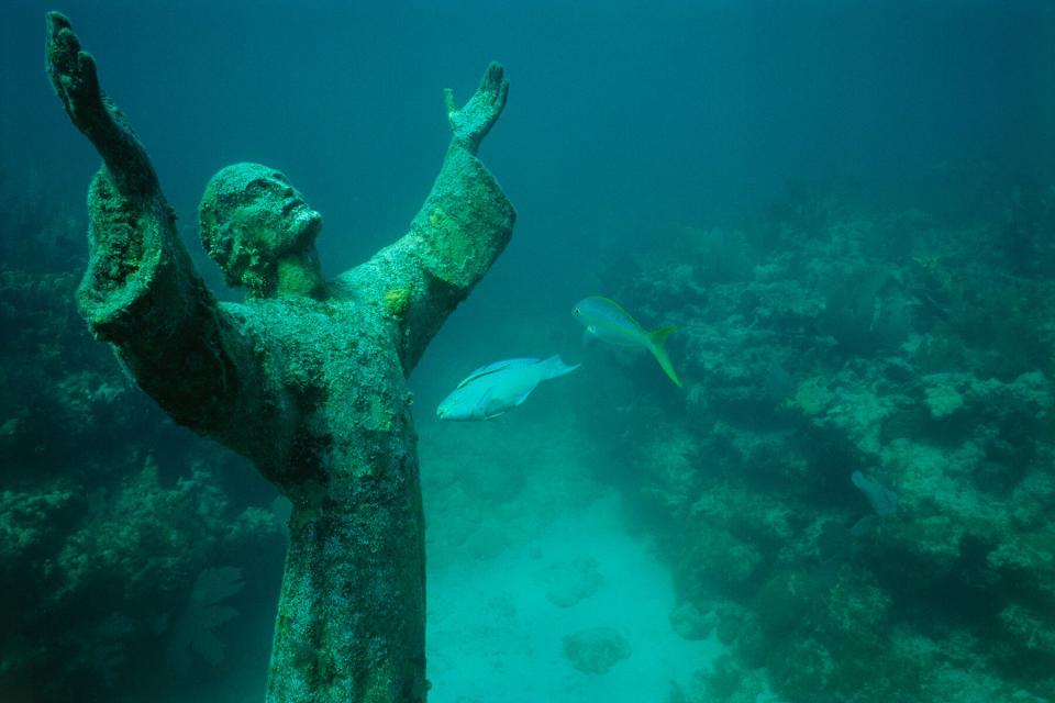 Bronze Christ Statue at the John Pennekamp Coral Reef Park.