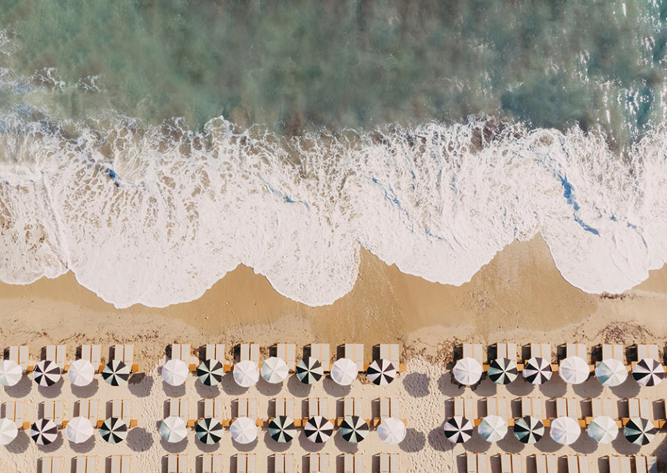 Lily of the Valley’s private beach, where guests can relax or take part in the choreographed longe-côte, or “sea wading,” exercise class in the Mediterranean.