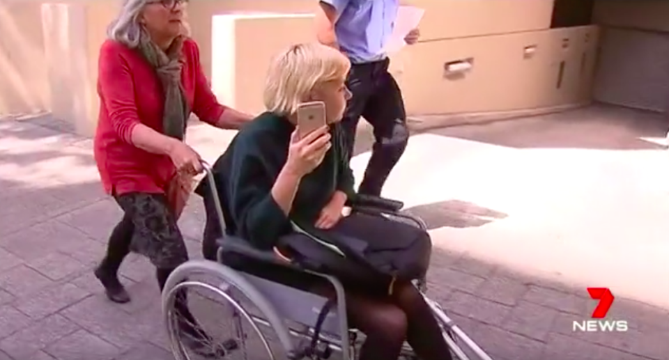Rebecca Gray was wheeled out of court by her mother on Tuesday. Source: 7 News