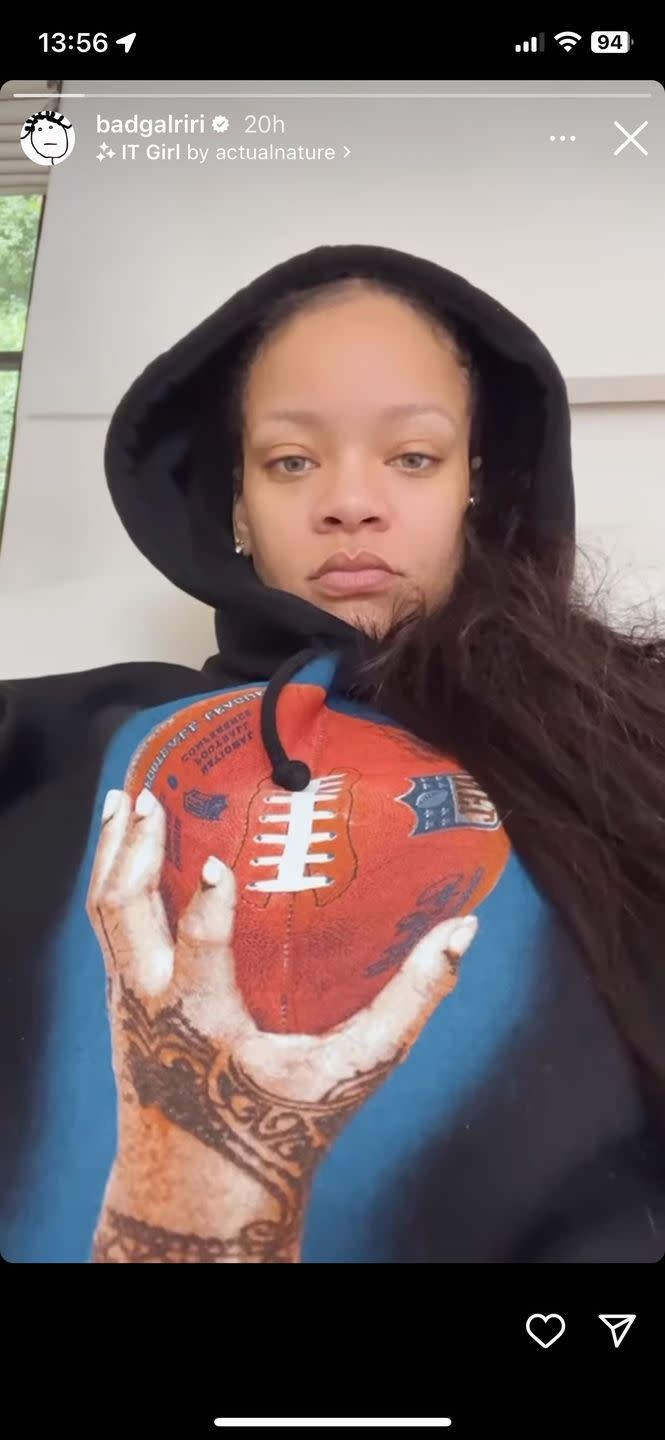 rihanna in her super bowl merchandise