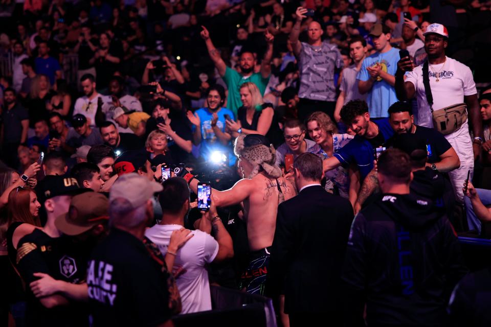 Brendan Allen greets fans after his win in a middleweight bout during the UFC Fight Night event on Saturday.