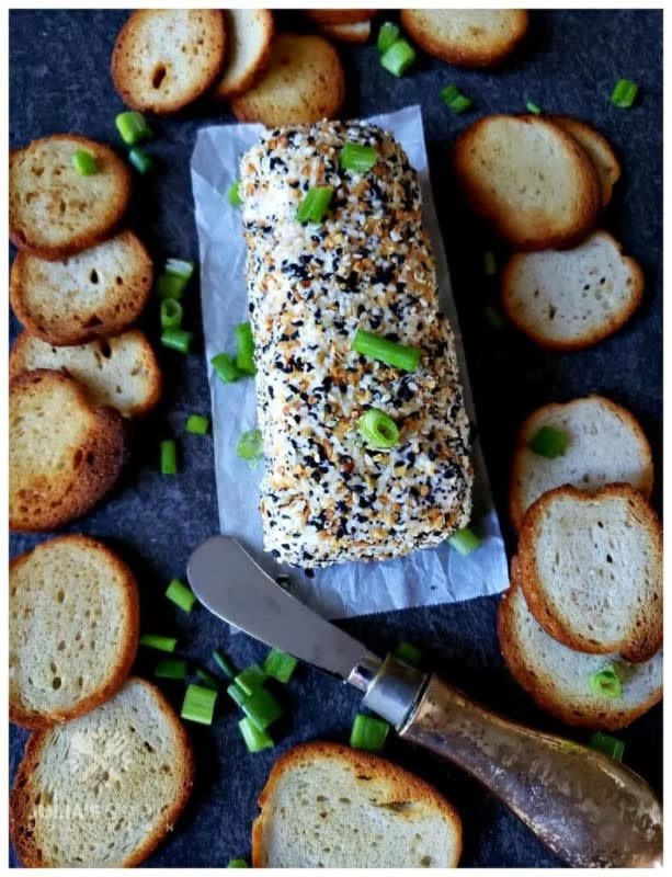 <p>Julia's Simply Southern</p><p>This is just asking to be spread on some crispy bagel chips.</p><p><strong>Get the recipe: <a href="https://juliassimplysouthern.com/2019/09/everything-bagel-cheese-log.html" rel="nofollow noopener" target="_blank" data-ylk="slk:Everything Bagel Cheese Log;elm:context_link;itc:0;sec:content-canvas" class="link rapid-noclick-resp">Everything Bagel Cheese Log</a></strong></p>