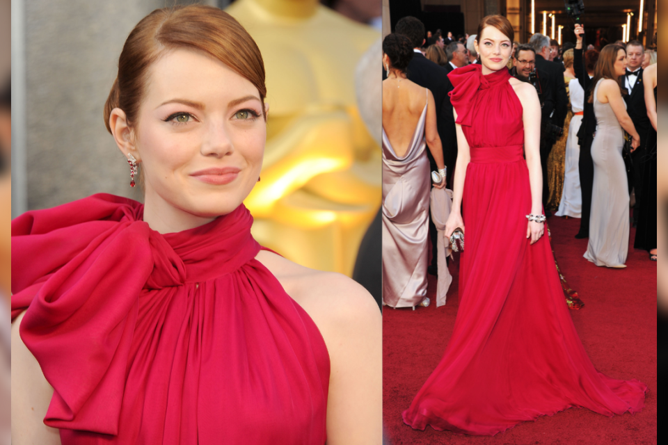 Actress Emma Stone arrives at the 84th Annual Academy Awards held at the Hollywood & Highland Center on February 26, 2012 in Hollywood, California.  (Photo by Jason Merritt/Getty Images) (Photo by Lester Cohen/WireImage)