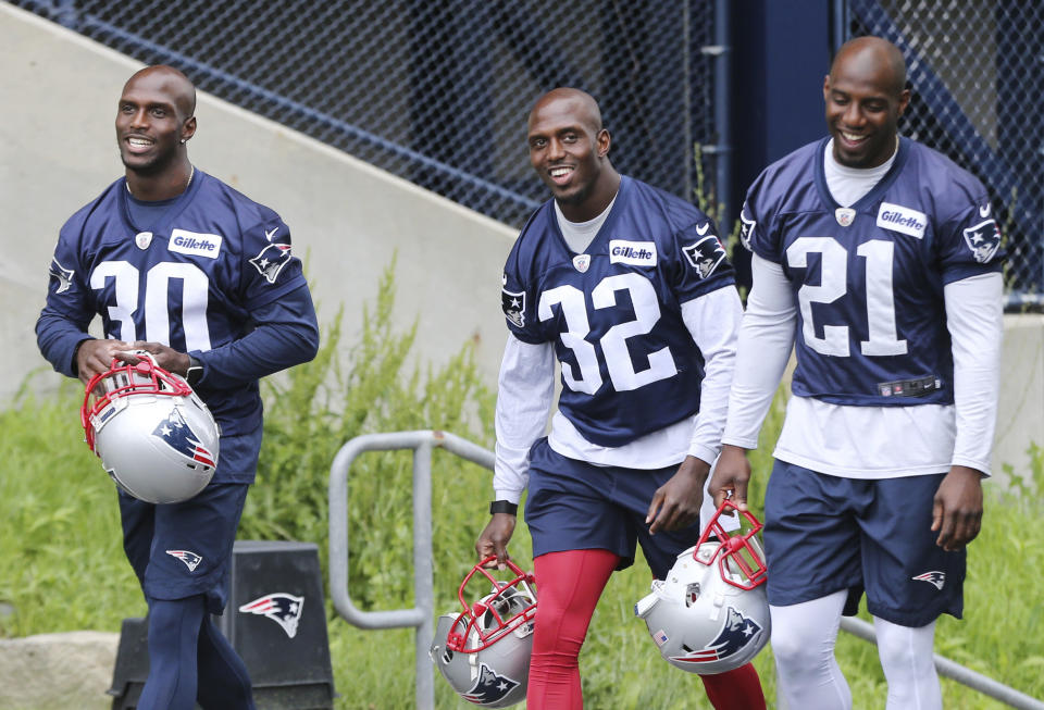 The McCourty twins should be busy on Sunday against the Steelers wideouts. (AP Photo/Elise Amendola)