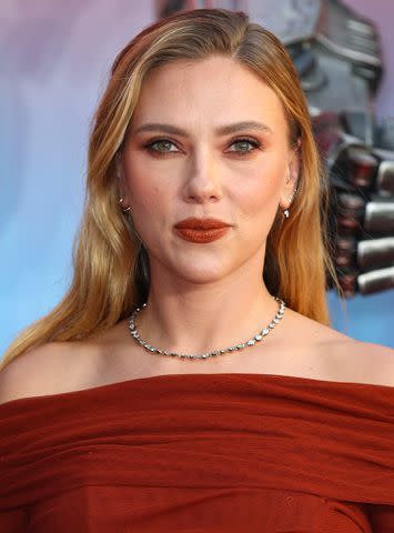 <p>Mike Marsland/WireImage</p> Scarlett Johansson at the European premiere of "Transformers One."