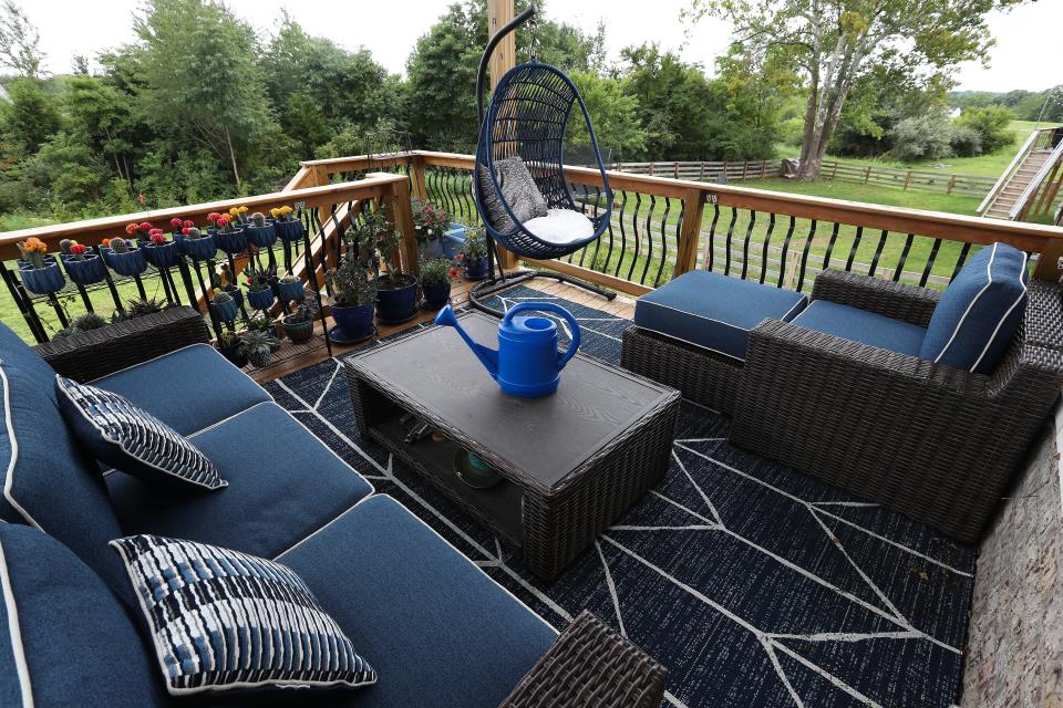 Rear deck at the home of Joseph Misagal and his wife Ruth Misagal in LaGrange, Ky. on Aug. 14, 2023.