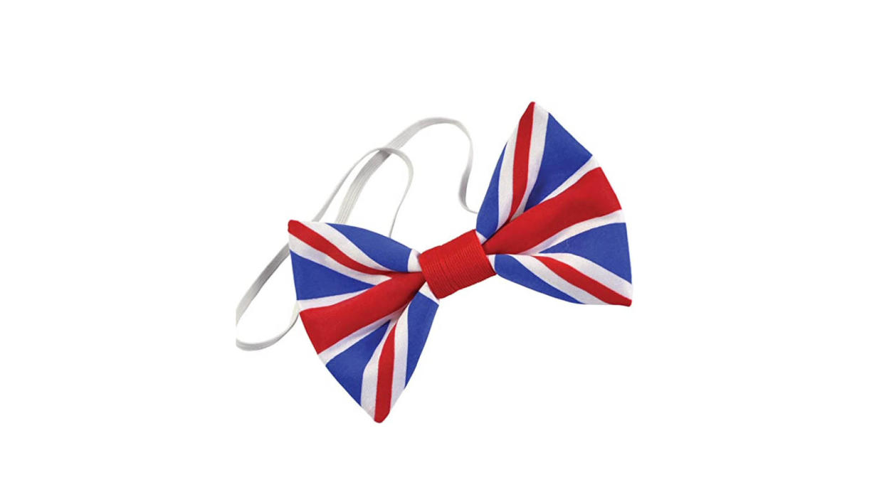 Dress up for the occasion with this union jack bow tie. (Amazon)