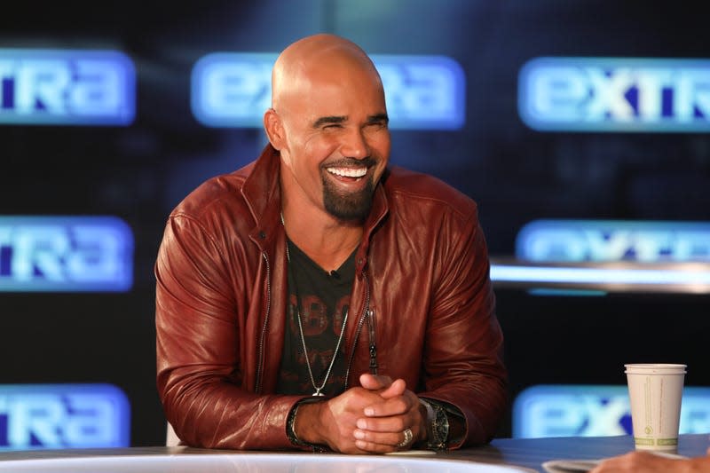 Shemar Moore visits “Extra” at Burbank Studios on October 02, 2019 in Burbank, California.