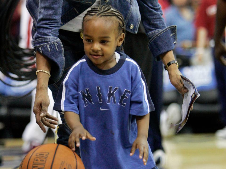 Bronny James at his dad's playoff game in 2007.