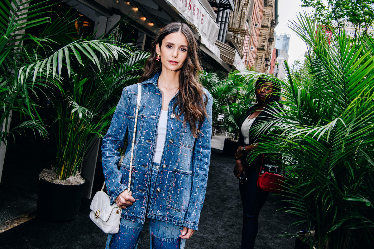 Nina Dobrev stuns fans in Chanel denim-on-denim look