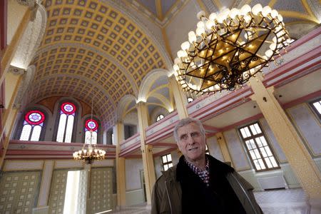 Rifat Mitrani, the town's last Jew, visits the Great Synagogue during its restoration in Edirne, western Turkey, February 26, 2015. REUTERS/Murad Sezer