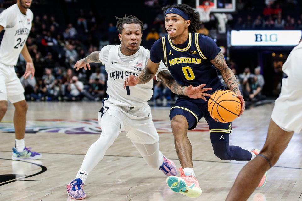 Former Michigan point guard Dug McDaniel (0) has committed to play next season at Kansas State, making him the Wildcats' first 2024-25 transfer portal addition.