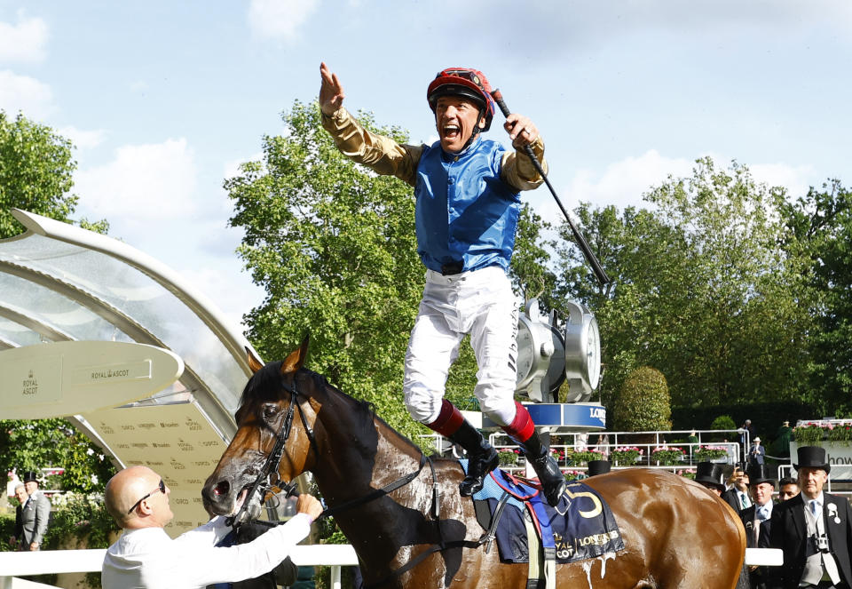 In his final Royal Ascot, Frankie Dettori claimed his 78th winner at the meeting, a trademark flying dismount following Gregory's win in the Queen's Vase.