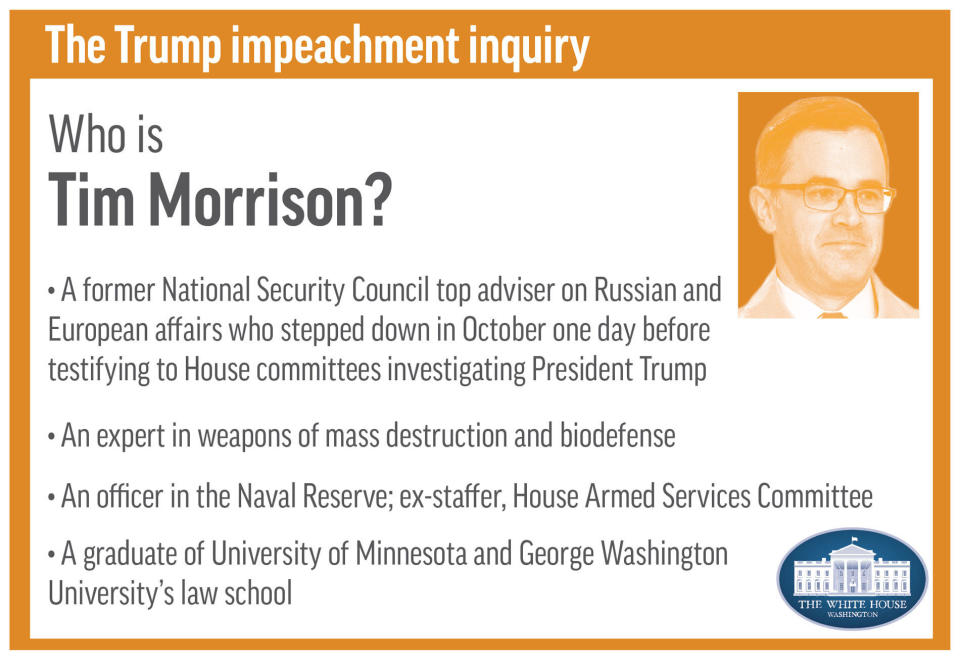 Profile of congressional witness Tim Morrison;