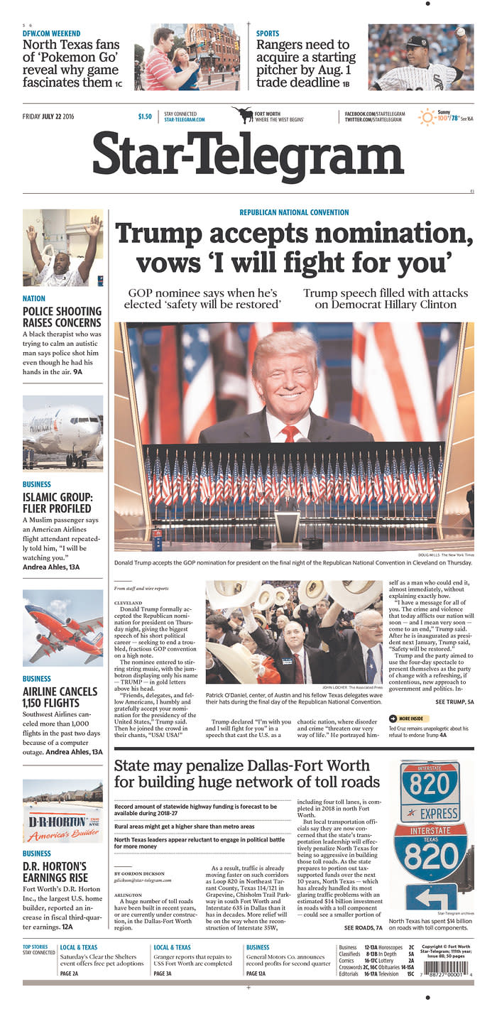 <p>Published in Fort Worth, Texas USA. (newseum.org)</p>