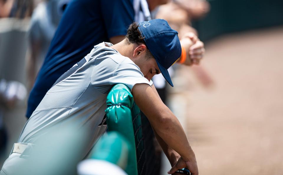 Marcos Torres of Naples High School during a state semifinal baseball game between Tampa Jesuit and Naples at Hammond Stadium in Fort Myers on Thursday,May 19, 2022. Naples lost 5-2.