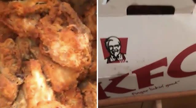 In the video, the mum say's she'll throw away a box of Wicked Wings. Source: Facebook