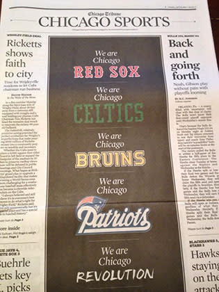 Chicago Tribune's sports section (Photo via @BaxterHolmes)