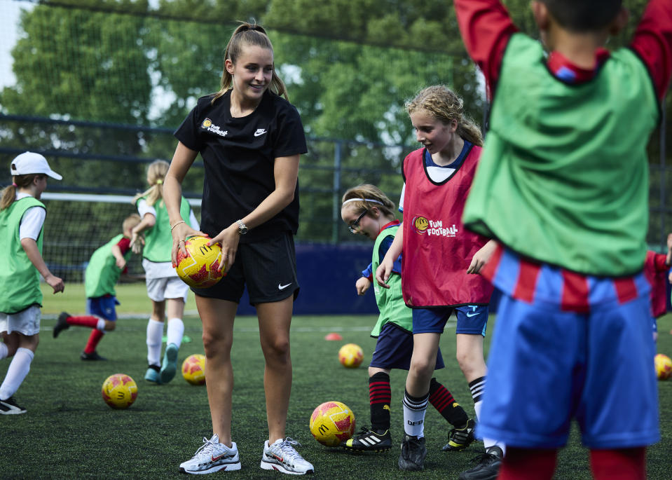 Toone taking part in a McDonald’s Fun Football session in Manchester (Mark Robinson/McDonald’s handout/PA)