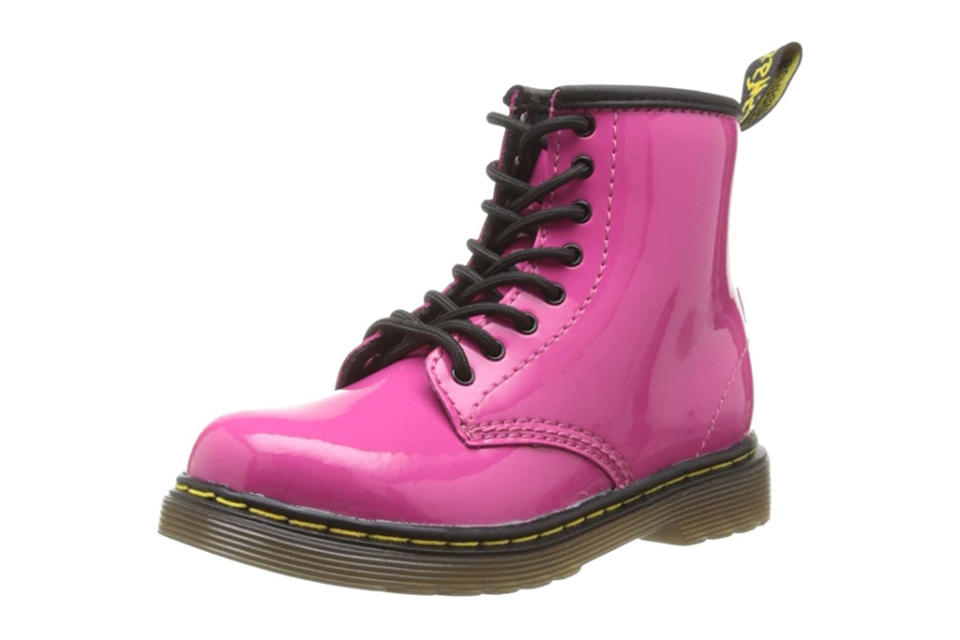 dr martens, combat boots, pink