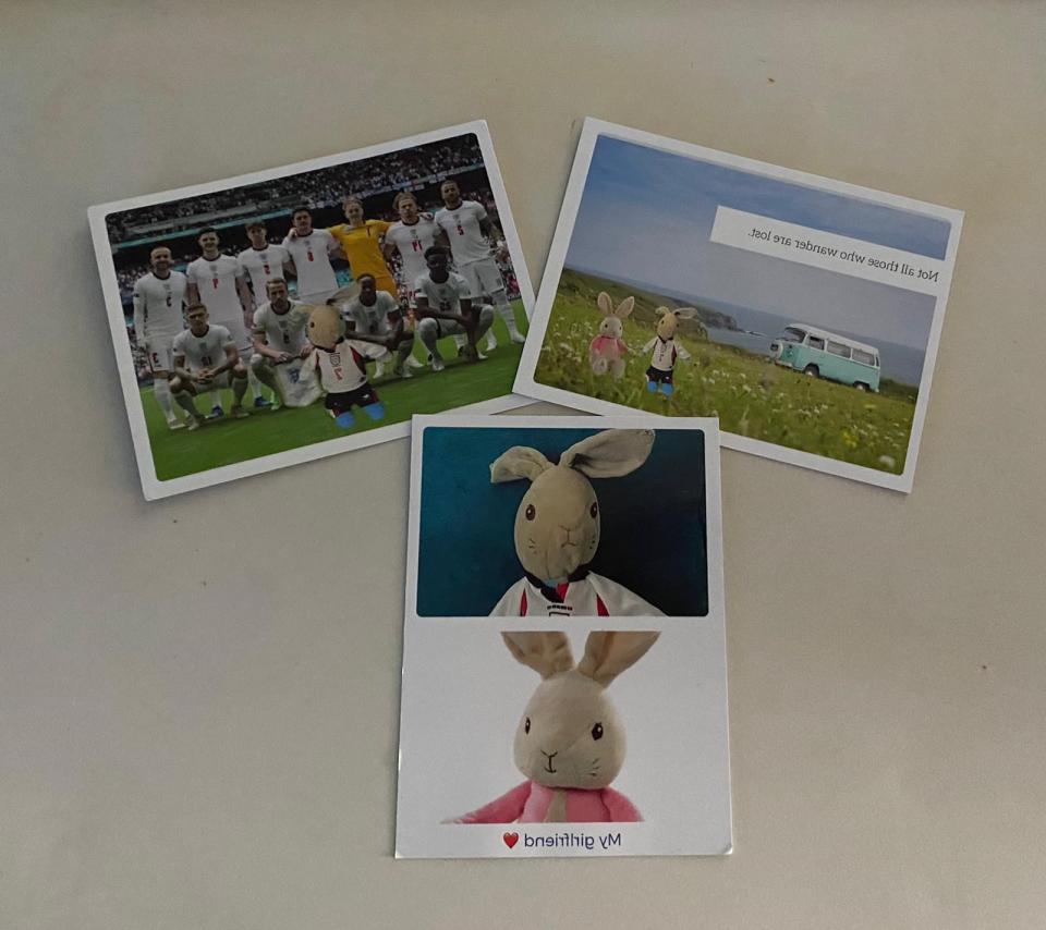 Post cards Ethan Mccann has received.. See SWNS copy SWPLrabbit: A boy who lost his precious Peter Rabbit toy on a bus has received postcards from around the world from people saying they are Peter - and he is just on holiday. The little rabbit, dressed in a tiny replica of David Beckham’s kit from the 1998 World Cup, went missing on a bus ride in Torbay. His six-year-old owner Ethan Mccann was left heartbroken – after multiple attempts to locate the missing bunny were unsuccessful.