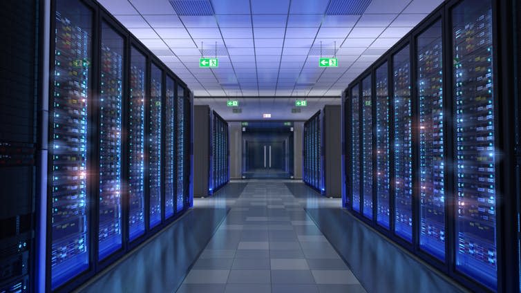 <span class="caption">It’s been estimated that Bitcoin data mining centres consume as much energy per year as the whole of Ireland.</span> <span class="attribution"><a class="link " href="https://www.shutterstock.com/image-illustration/server-room-bit-coin-mining-supercomputing-1011096853?src=9gmQ_NOqy2ewxDUpVSMaMg-1-5" rel="nofollow noopener" target="_blank" data-ylk="slk:DR MANAGER/Shutterstock;elm:context_link;itc:0;sec:content-canvas">DR MANAGER/Shutterstock</a></span>