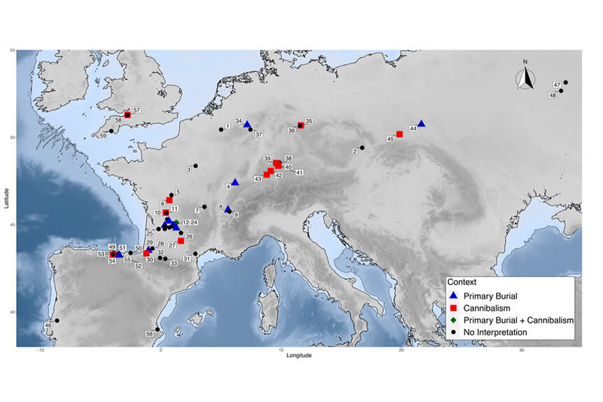 Map of Magdelanian sites across Europe