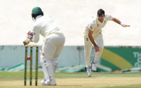 England bowler James Anderson in action during day two of the 2 Day Practice match between England and South Africa Invitation XI at Willowmoore Park on December 18, 2019 in Benoni, South Africa - Credit: &nbsp;Getty Images