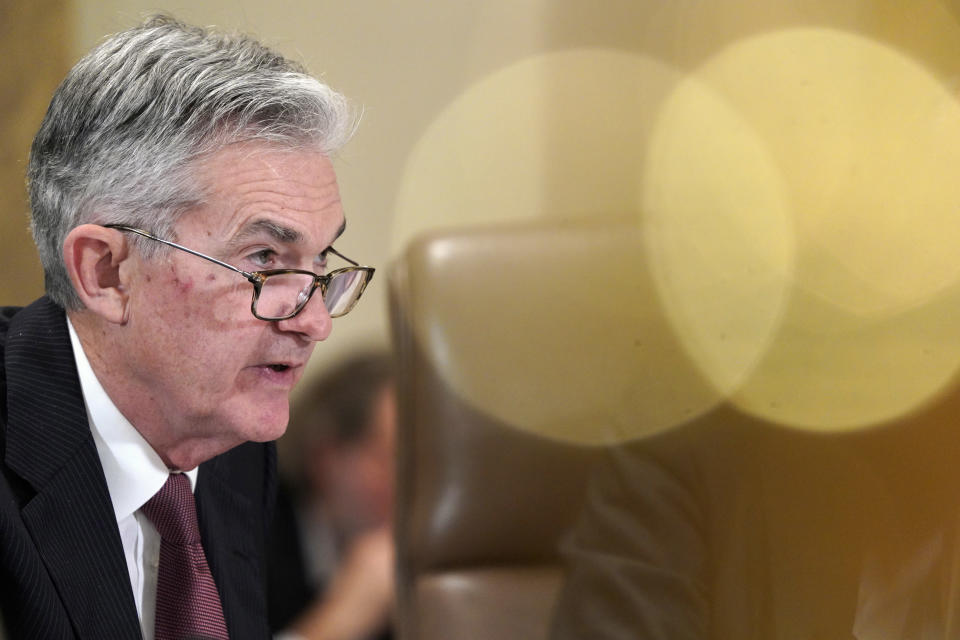 Federal Reserve Chair Jerome Powell speaks on Wednesday, Oct. 31, 2018, at the Marriner S. Eccles Federal Reserve Board Building in Washington. (AP Photo/Jacquelyn Martin)