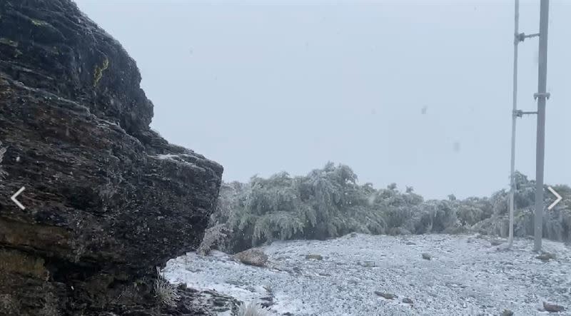 寒流來襲，玉山已經下雪（圖／氣象署提供）